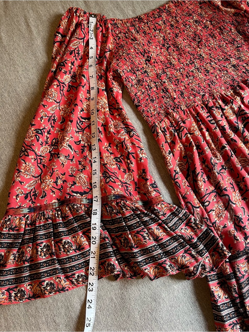 Angie Red and Black Floral Trim Dress - Picture 4 of 8
